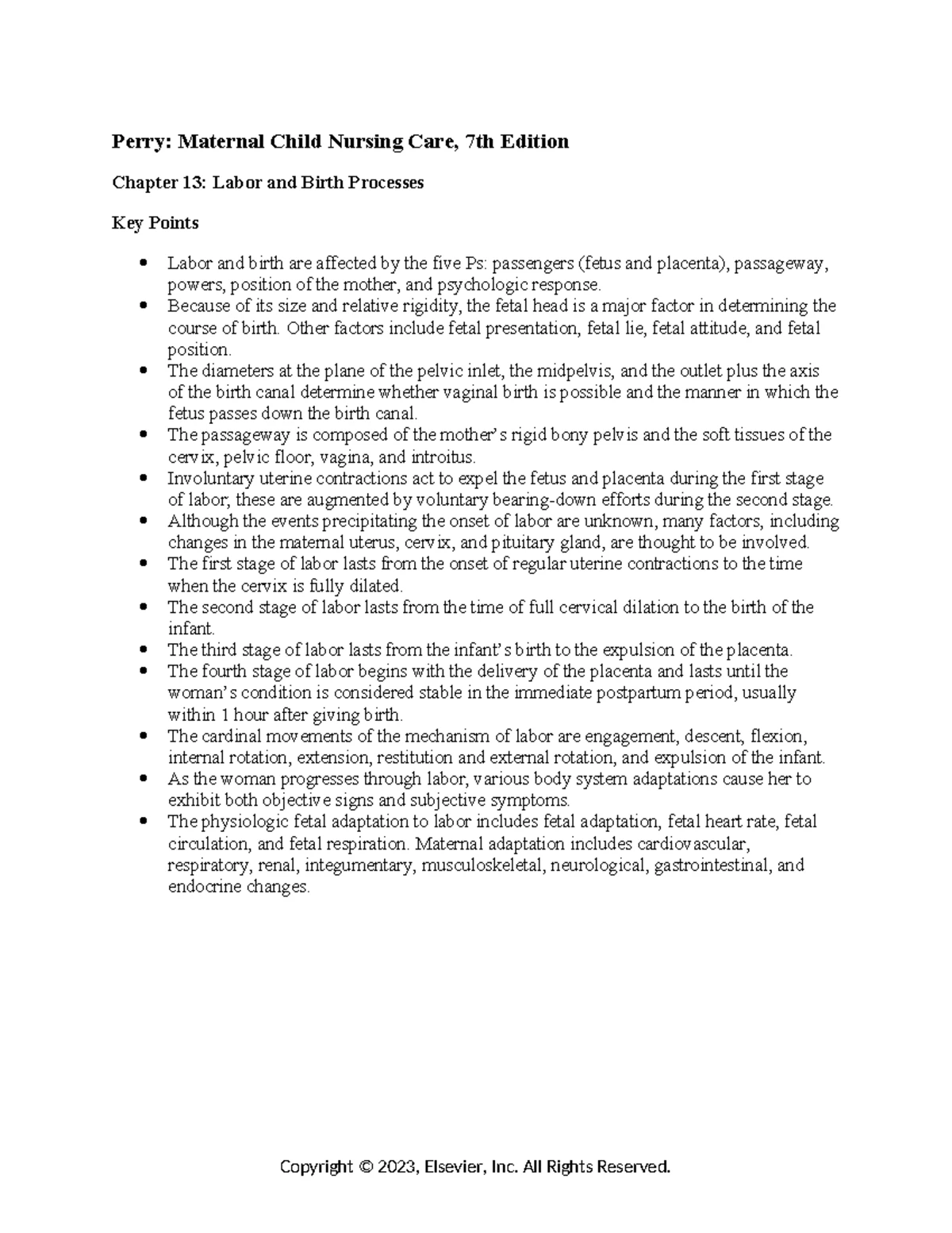 Chapter 09 Key Points - Maternal and Fetal Nutrition Notes - Studocu