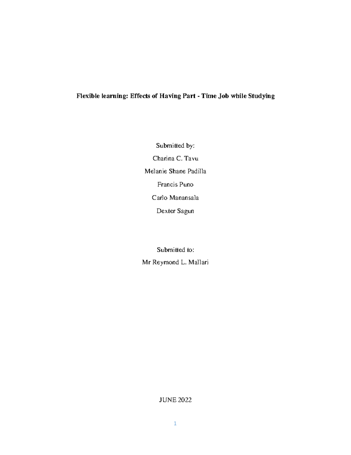 Flexible Learning: Impact of Part-Time Jobs on Student Performance - 12 ...