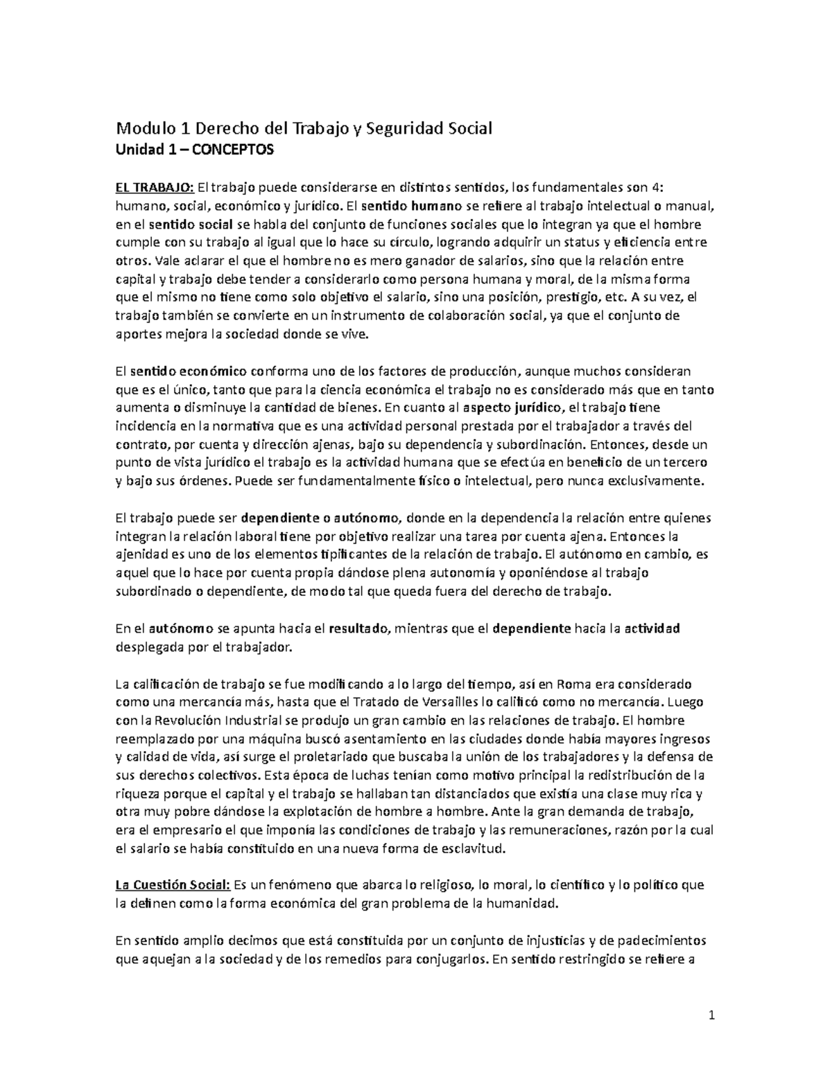 Resumen de Módulo 1: Derecho del Trabajo y Seguridad Social - Studocu