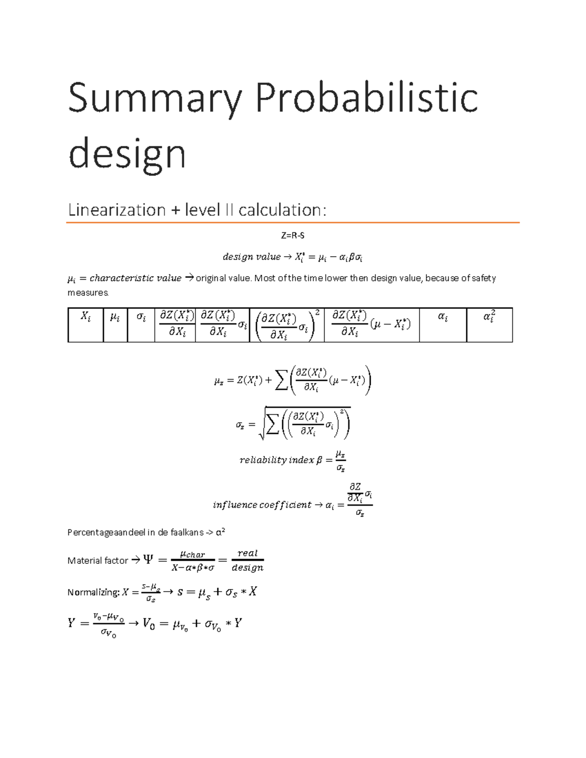 Probabilistic Design Summary: Level I & II Calculations Overview ...