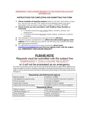 Preservation Request Form for TextNow Inc. Submission Process - Studocu