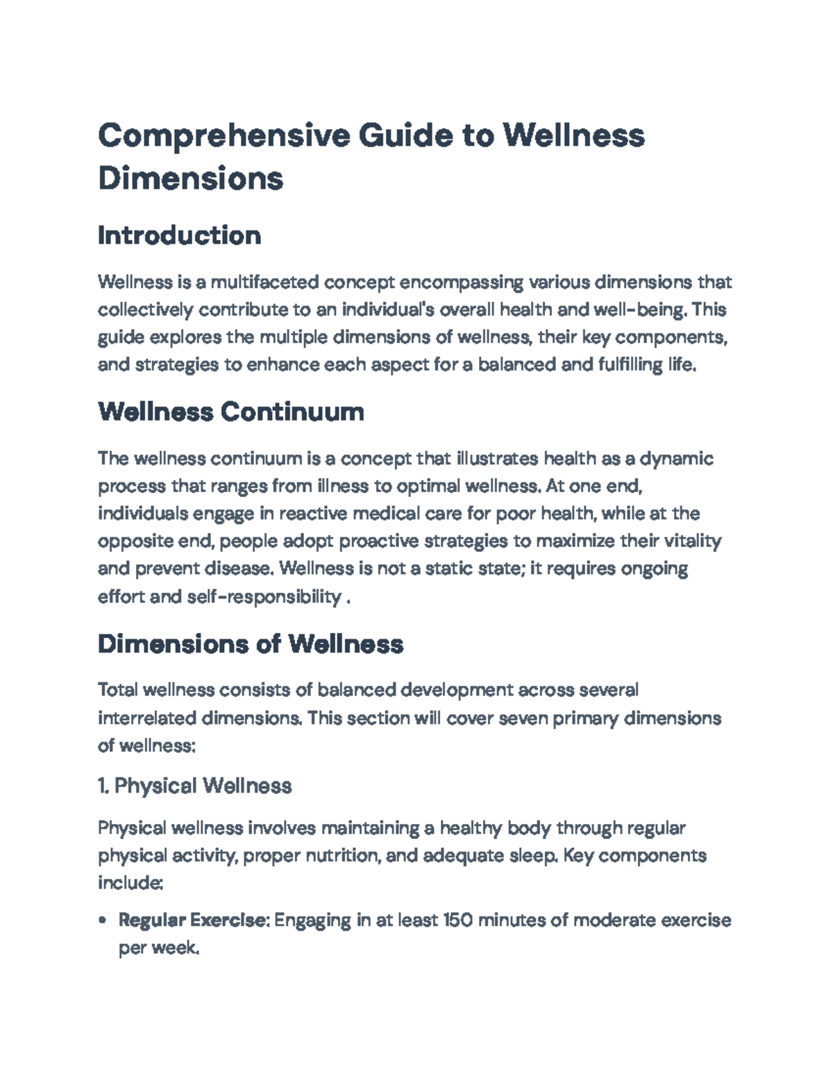 Comprehensive Guide to Wellness: Exploring Its Dimensions and ...