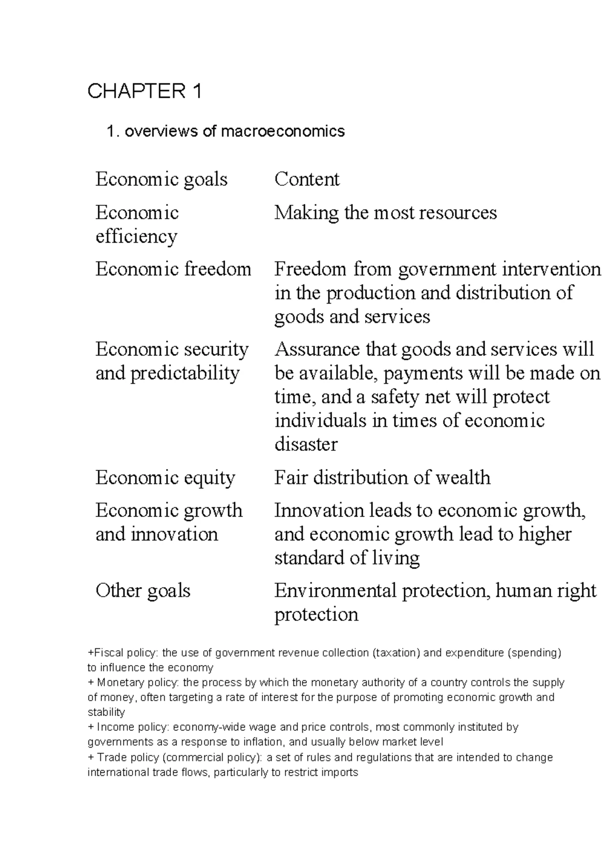 Macroeconomics Notes: Key Concepts and Policies (ECO 101) - Studocu