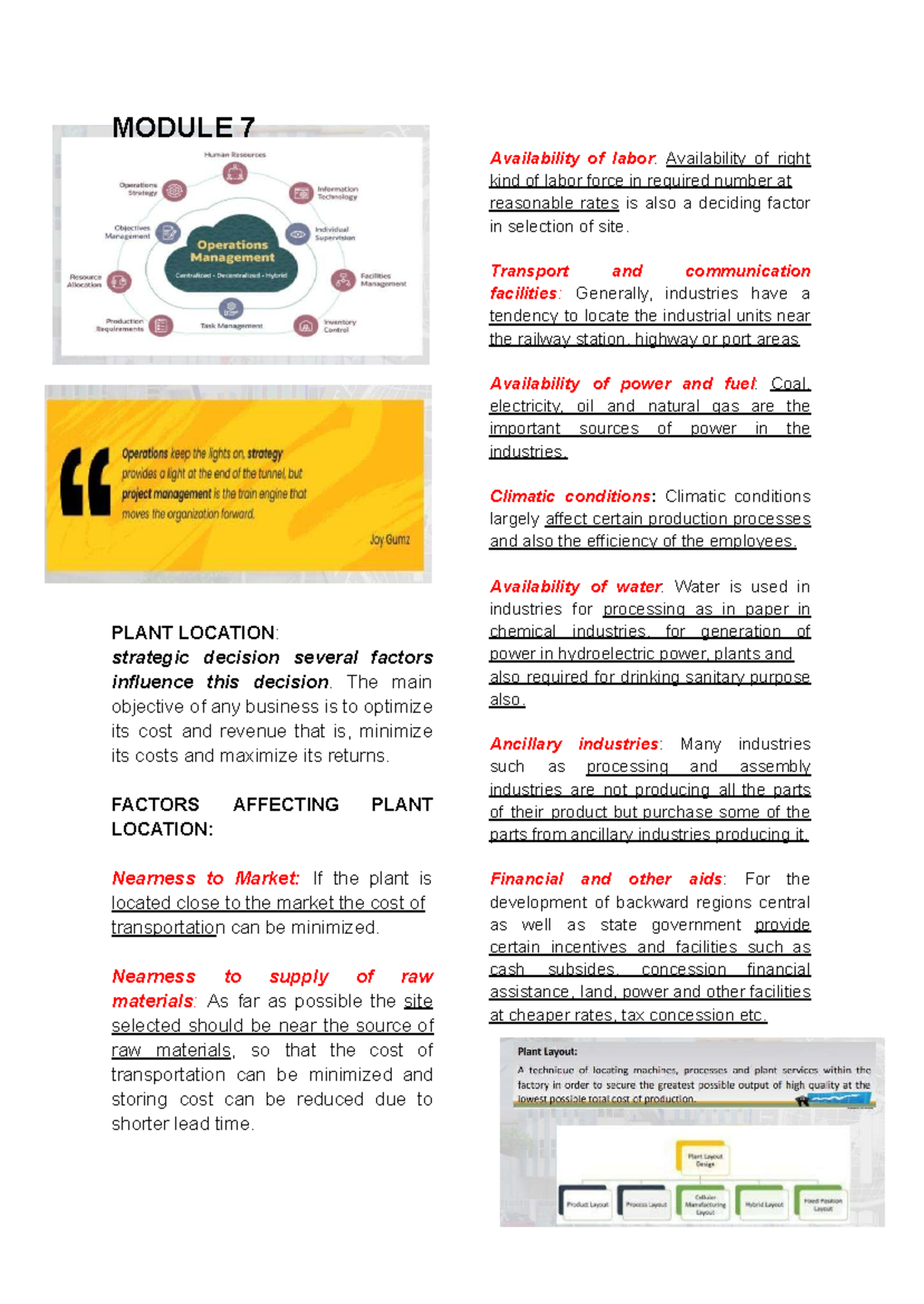 Midterm-MS- Plant Location and Layout Factors in Industry - Studocu