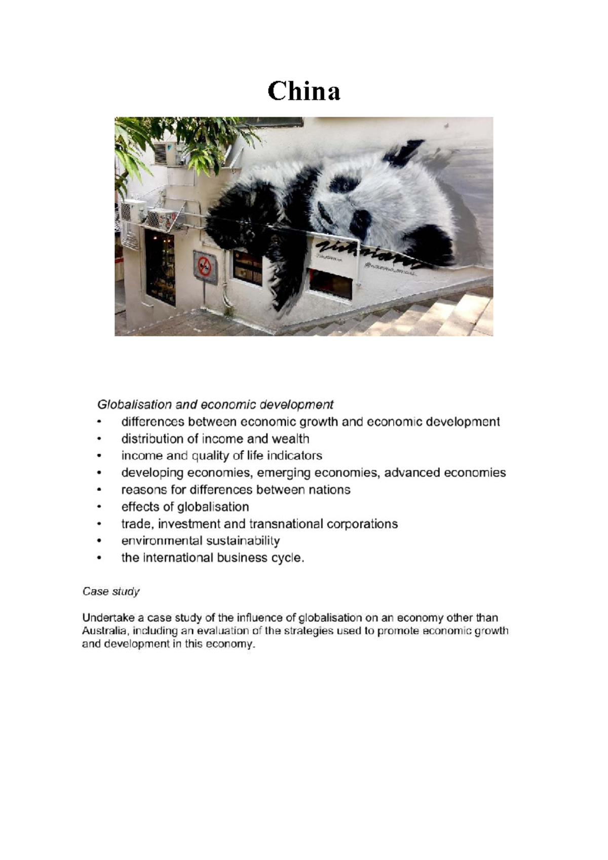 China Case Study: Globalisation & Economic Development Insights - Studocu