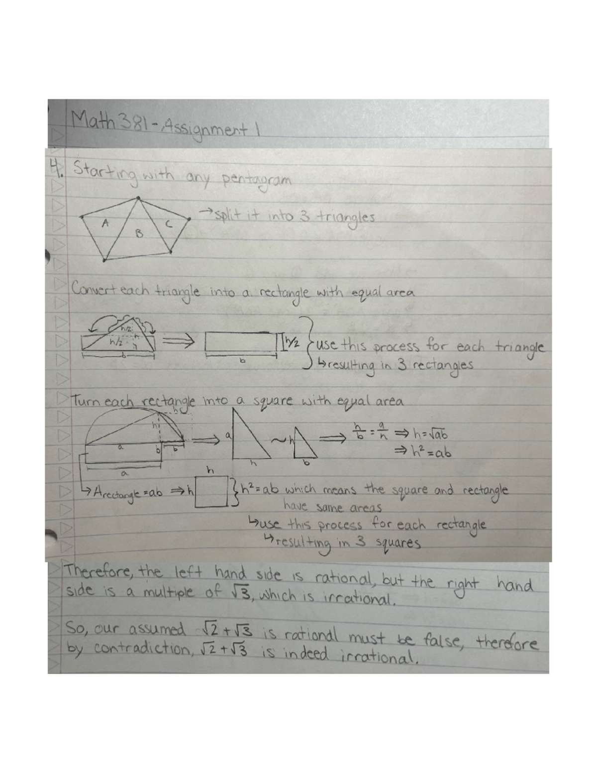 Math 381 Assignment 4: Exploring Rationality in Geometric ...