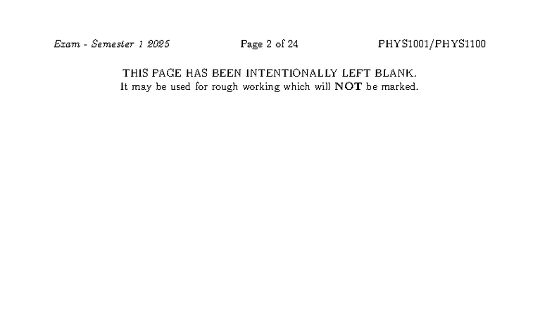 PHYS1001 Exam Semester 1 2025 - Question Paper - Studocu