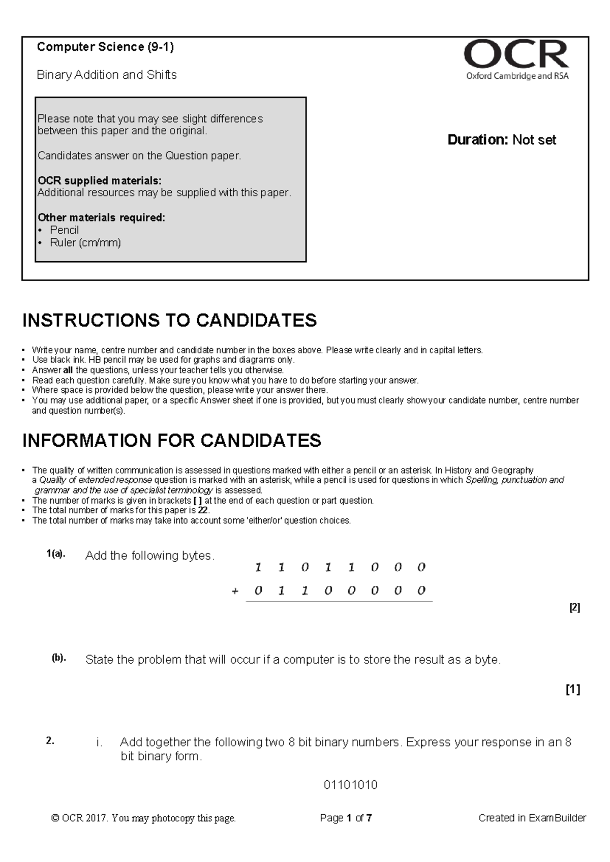 Bin Add1 - help - Computer Science (9-1) Binary Addition and Shifts ...