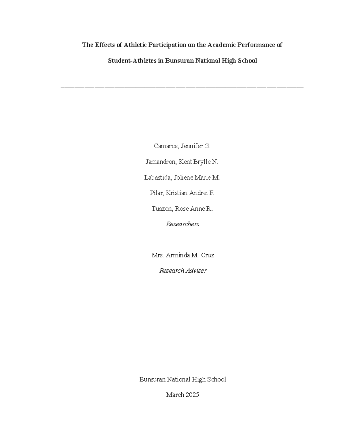 The Impact of Athletic Participation on Academic Performance at ...