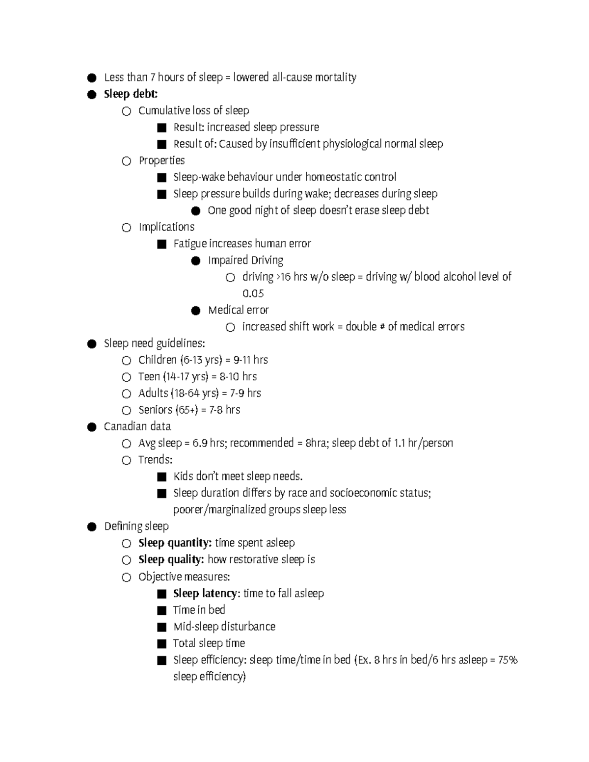 Week 3 Lecture Notes: Sleep, Sleep Debt, and Its Implications - Studocu