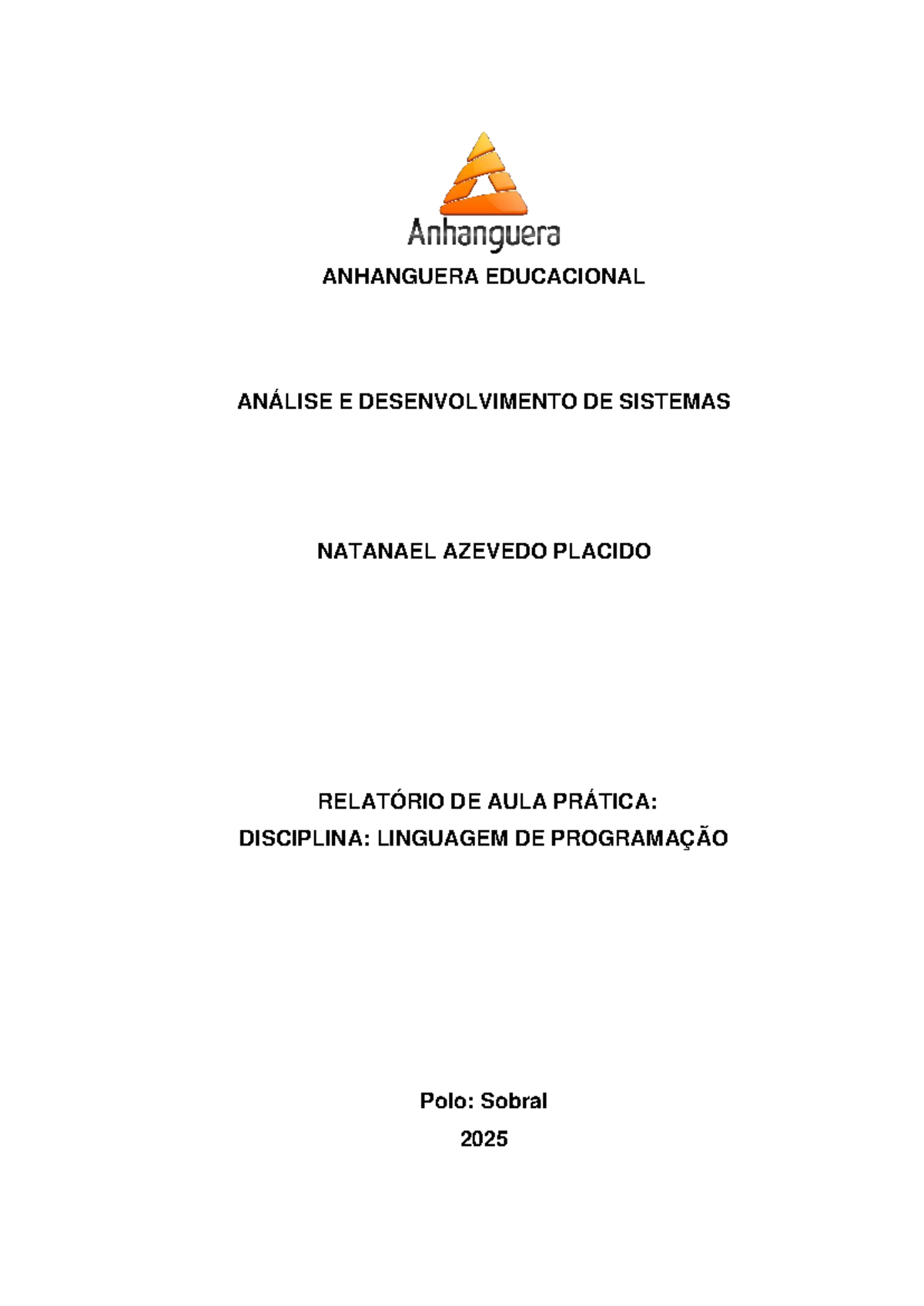 Relatório de Aula Prática: Linguagem de Programação - 2025 - Studocu