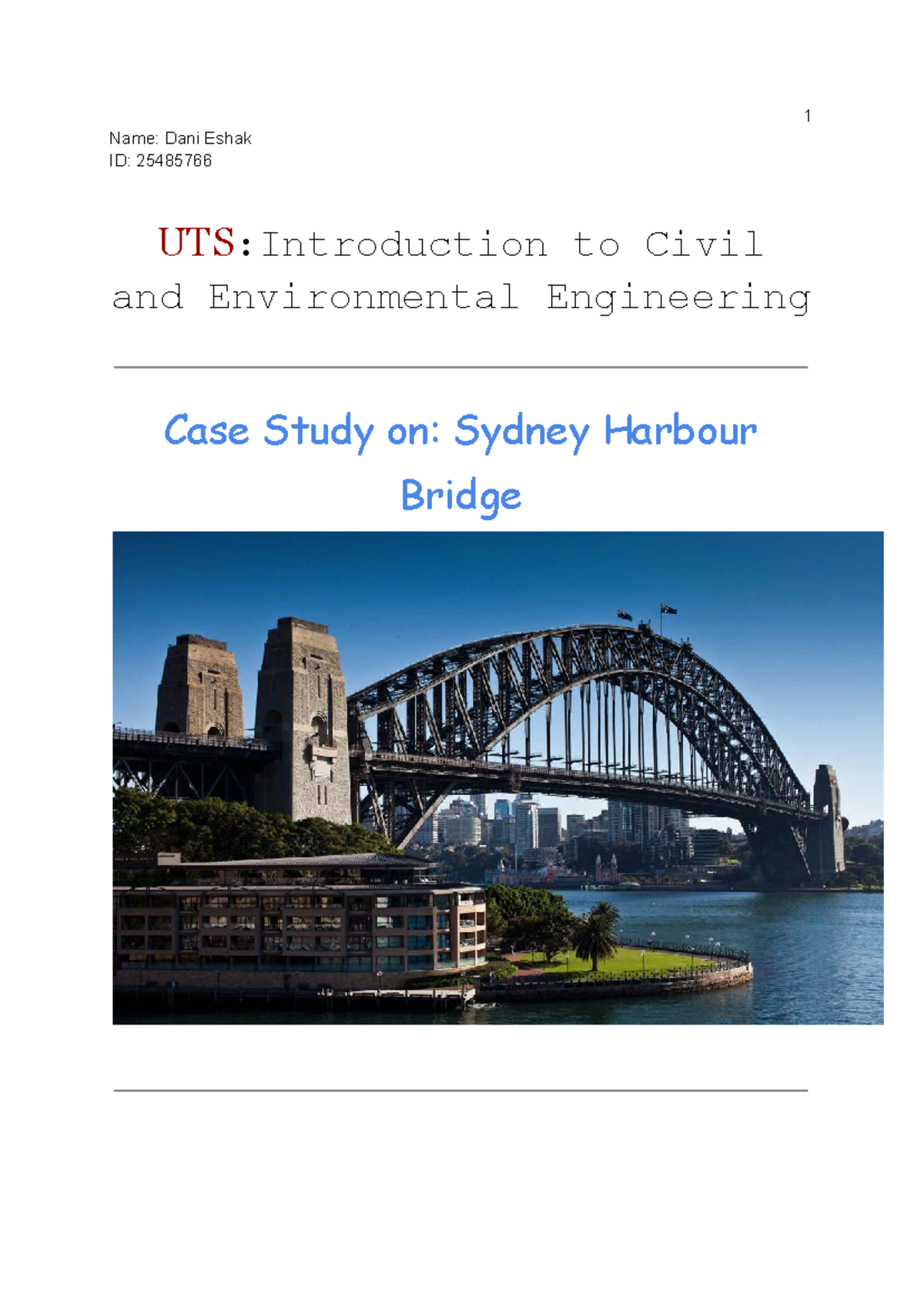 UTS: Introduction to Civil and Environmental Engineering - Case Study ...