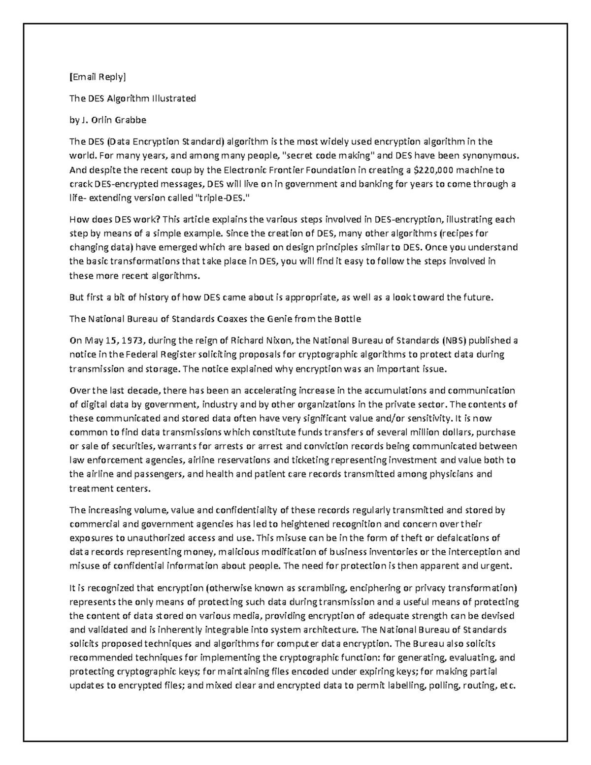 DES Algorithm Overview and Its Historical Significance in Cryptography ...