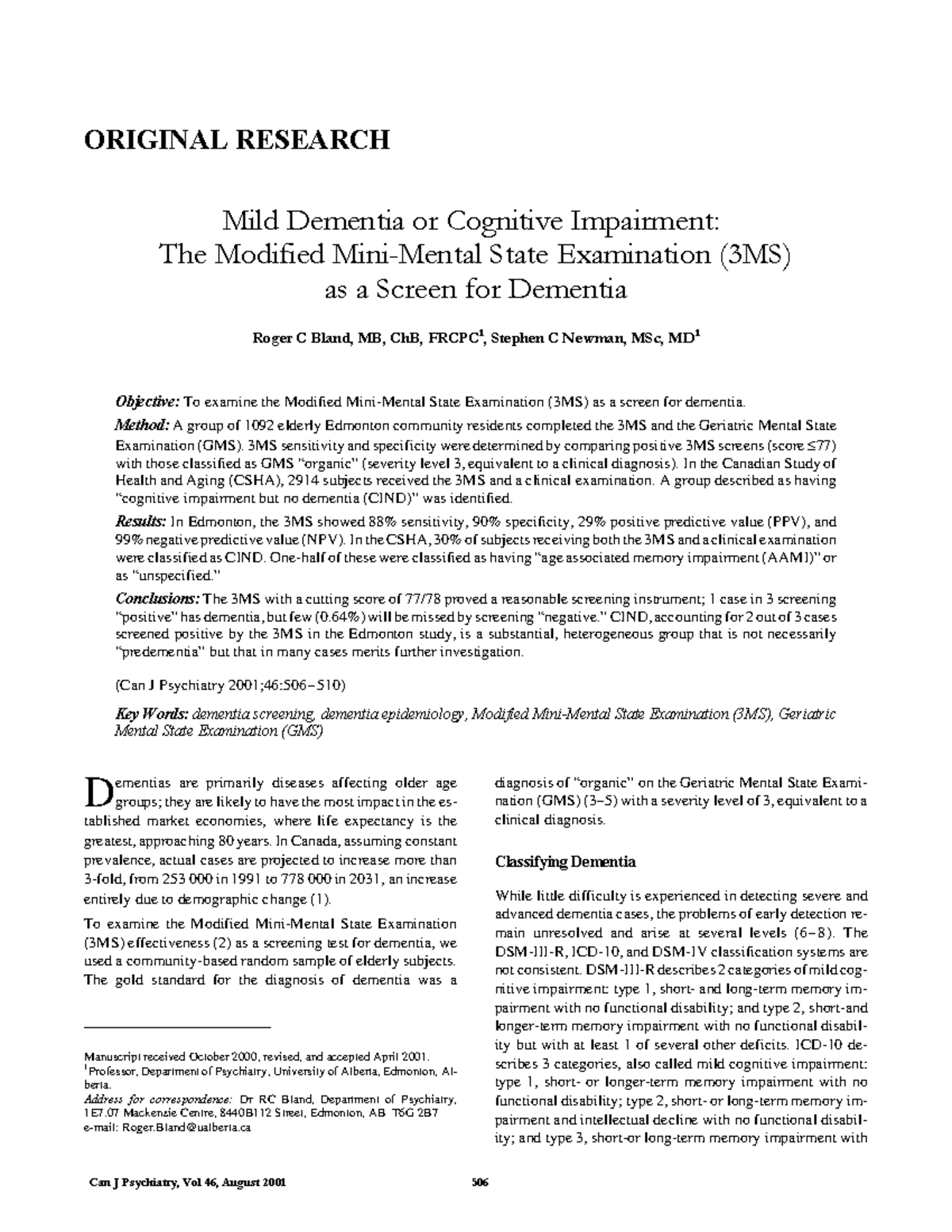 Article- 3 MS - ORIGINAL RESEARCH Mild Dementia or Cognitive Impairment ...
