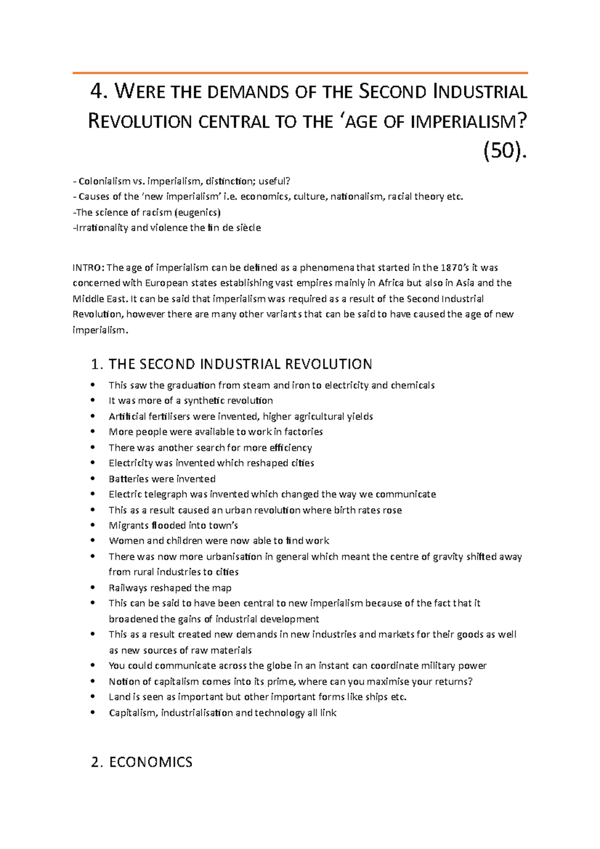 Essay Plans for History (COURSE CODE: HIST101) - Studocu