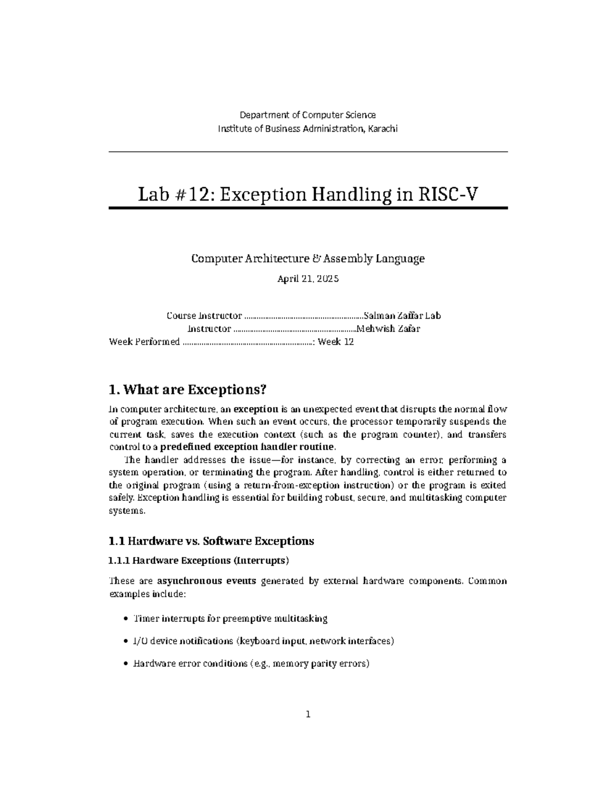 CAAL S25 L12 29004 - Lab on Exception Handling in Assembly Language ...