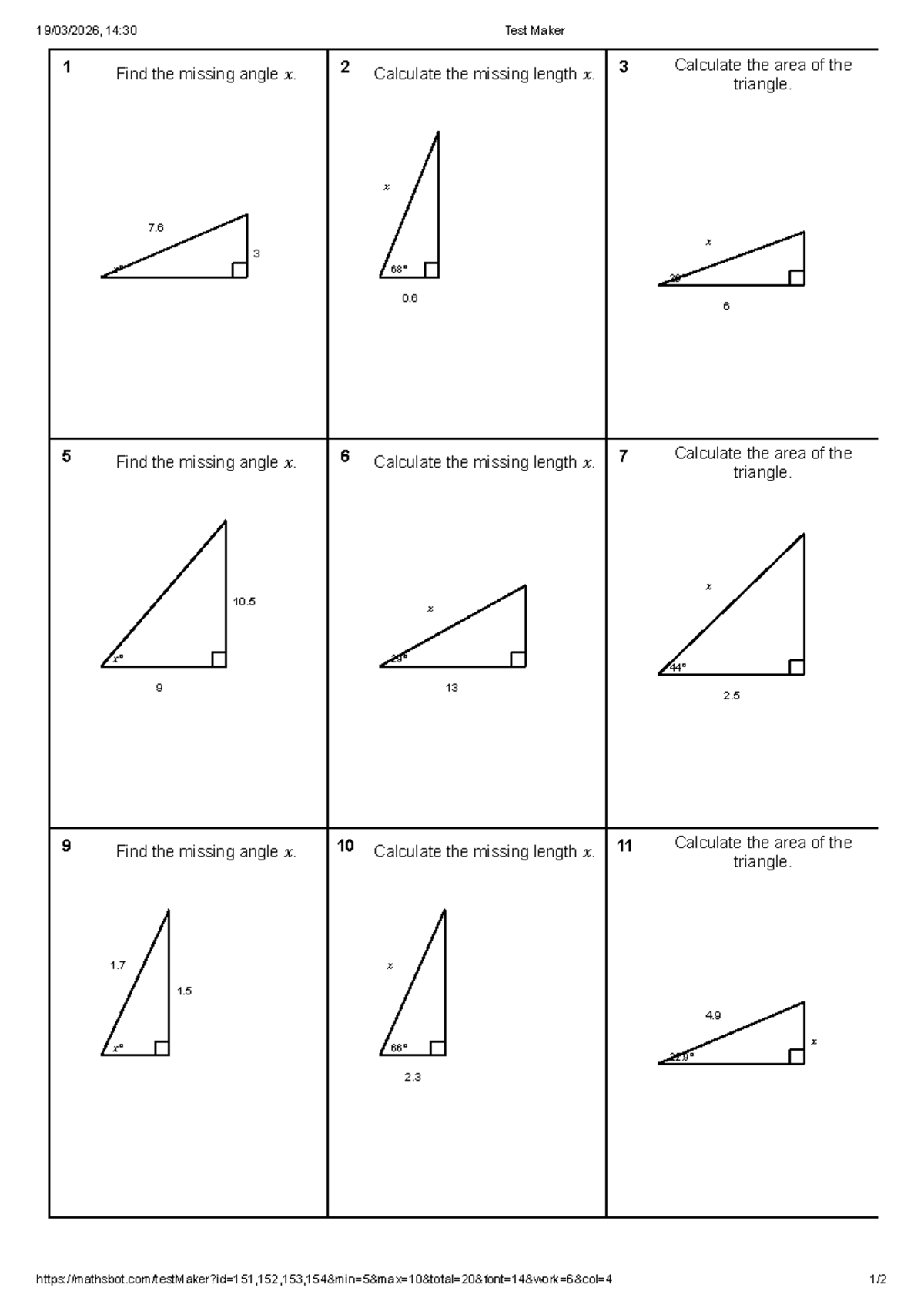 14:30 Trig Practice: Finding Angles, Lengths, and Areas - Studocu