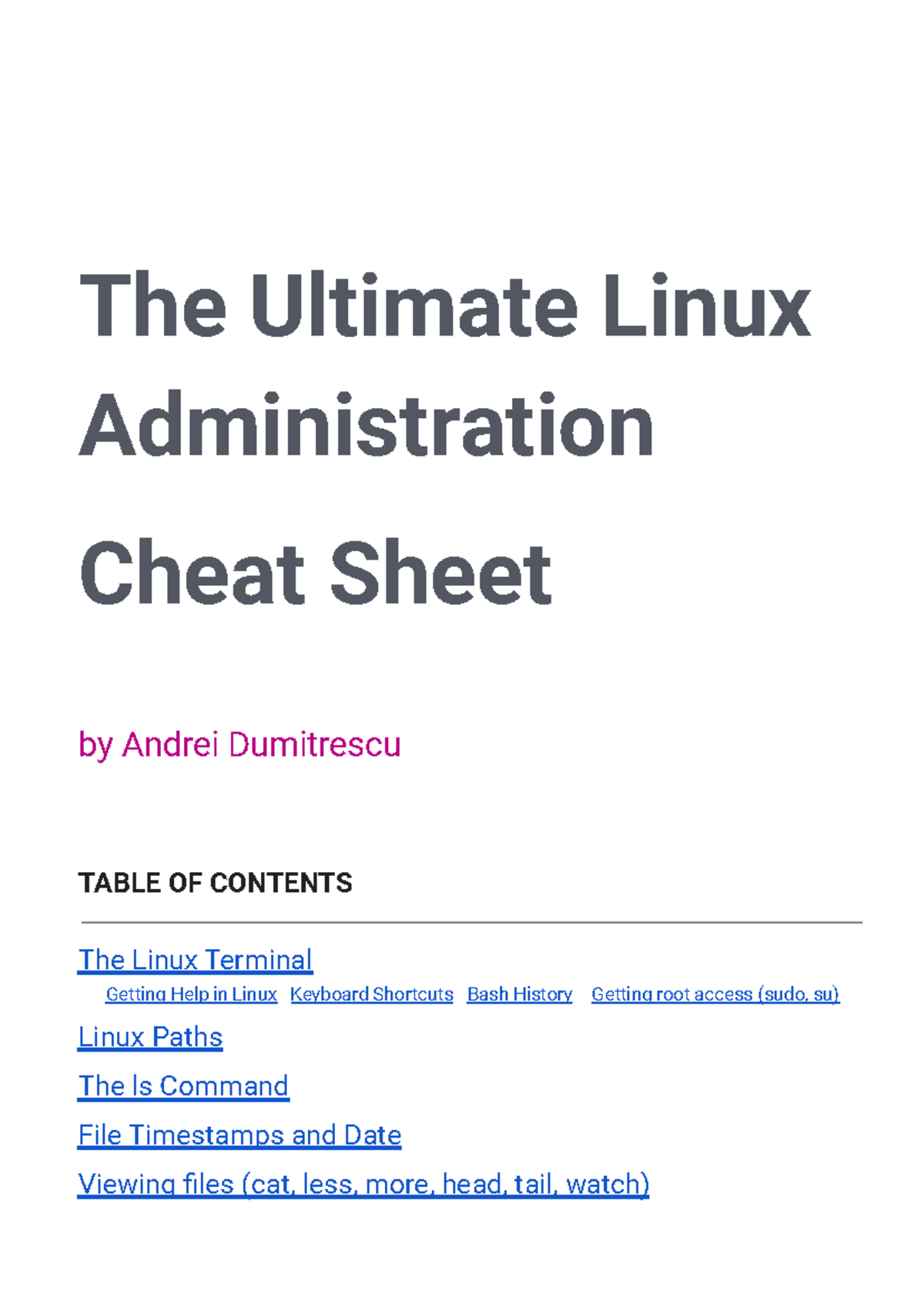 Linux V1 Cheat Sheet: Essential Commands & Administration Guide - Studocu
