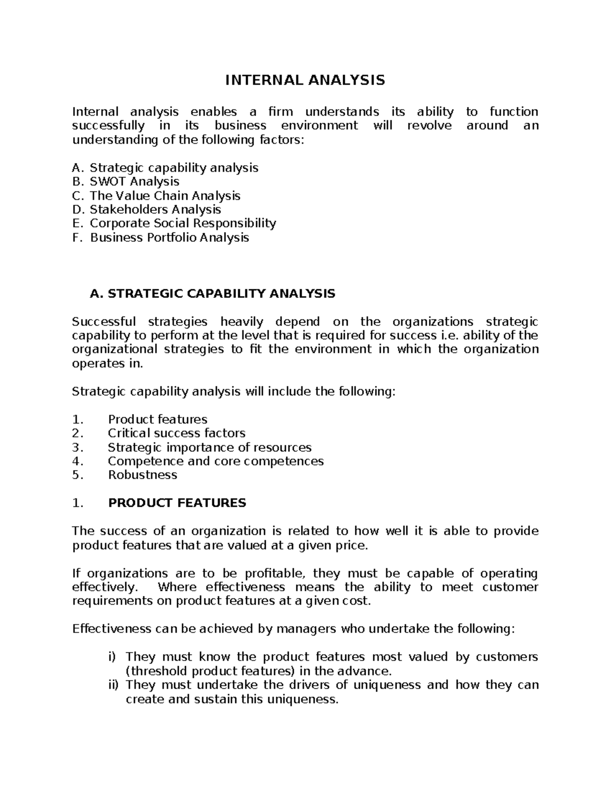 WEEK FIVE: Internal Analysis - Strategic Capability, SWOT & Value Chain ...