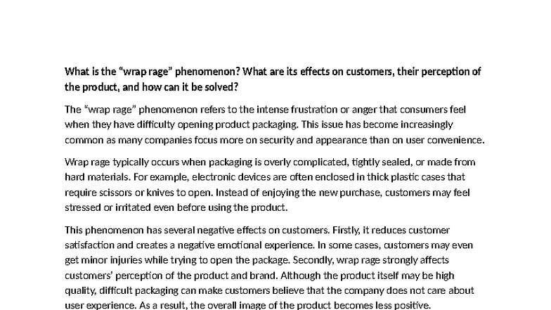 Wrap Rage: Understanding Its Impact on Customer Perception and ...