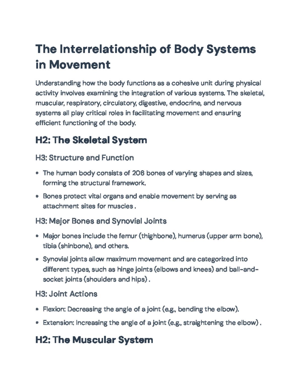 Interrelationship of Body Systems in Movement: A Detailed Analysis ...