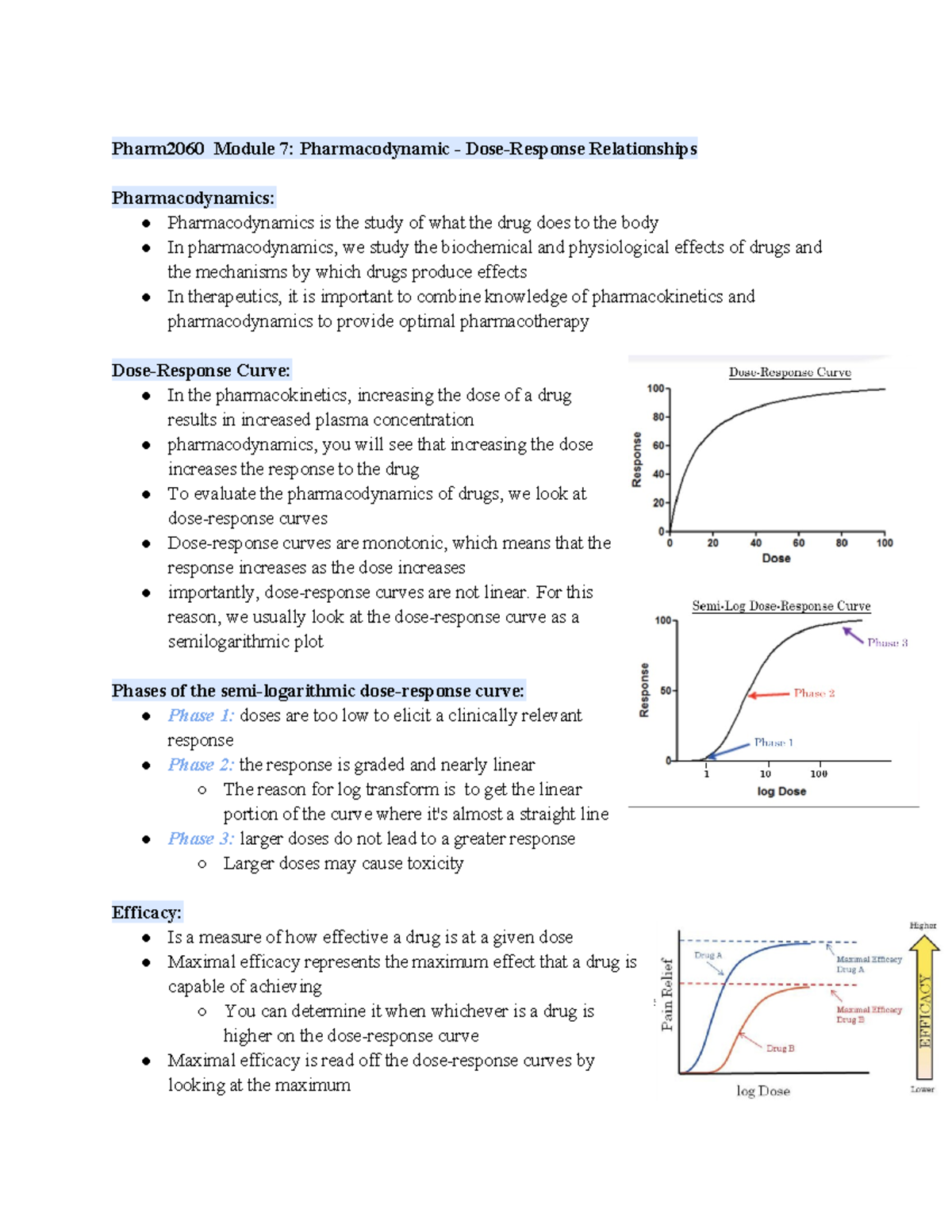 Pharm 2060 Module 7: Analyzing Pharmacodynamics & Dose-Response Curves ...