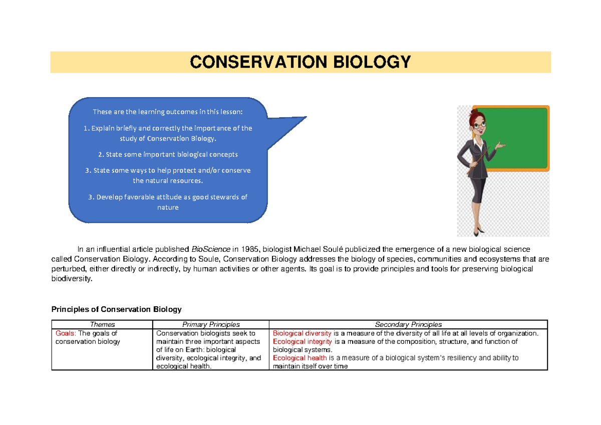 Conservation Biology - Lecture Notes on Biodiversity and Ecology - Studocu