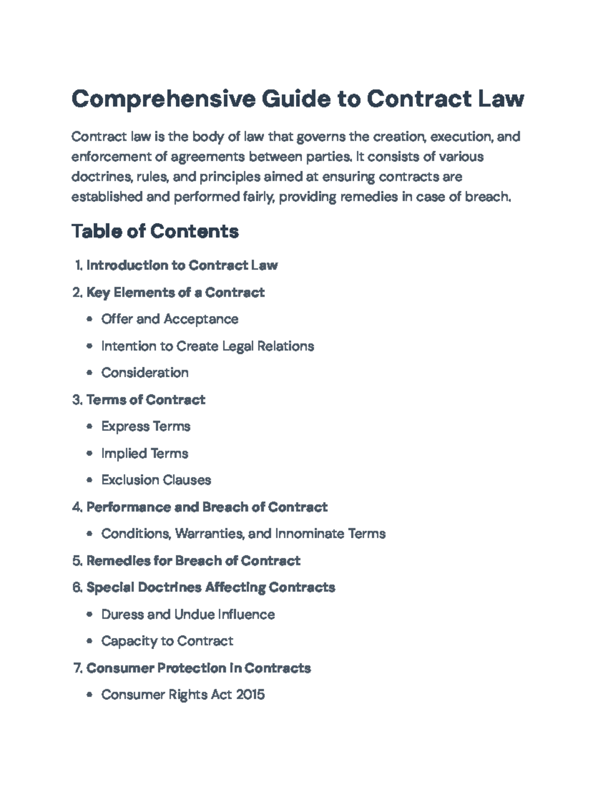 Contract Law Overview: Key Concepts, Principles, and Remedies ...