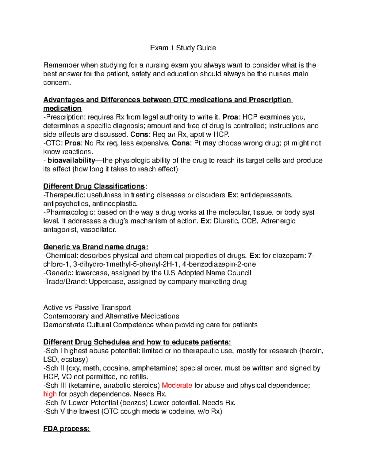 Pharmacology Study Guide 1 - Chapter 1 Nurse’s Responsibilities ...