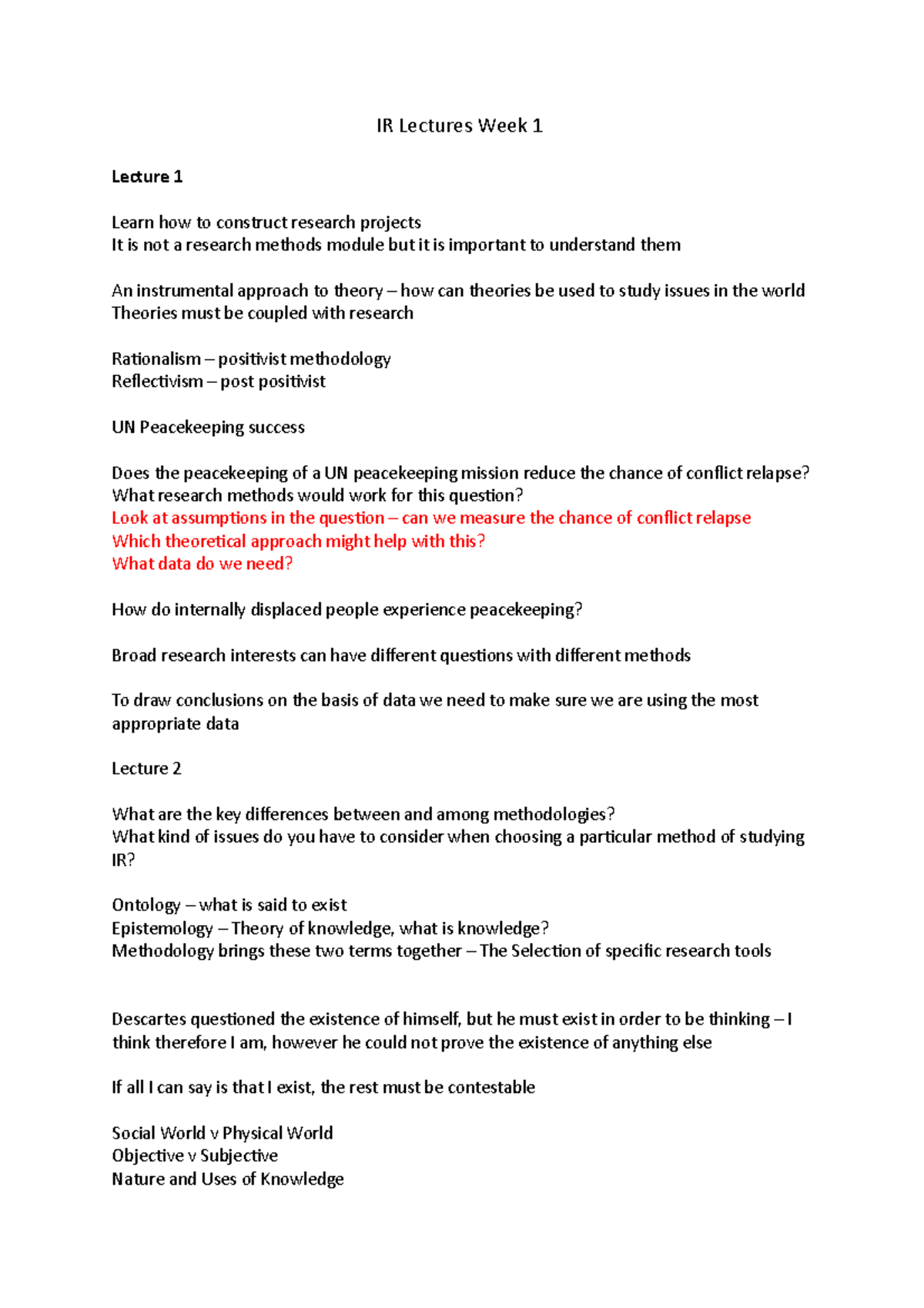 IR Lectures Week 1 - Lecture notes - IR2006 - St Andrews - Studocu