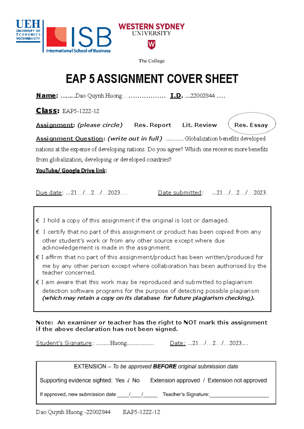 EAP5 1222 Research Essay on Globalization Benefits for Nations - Studocu