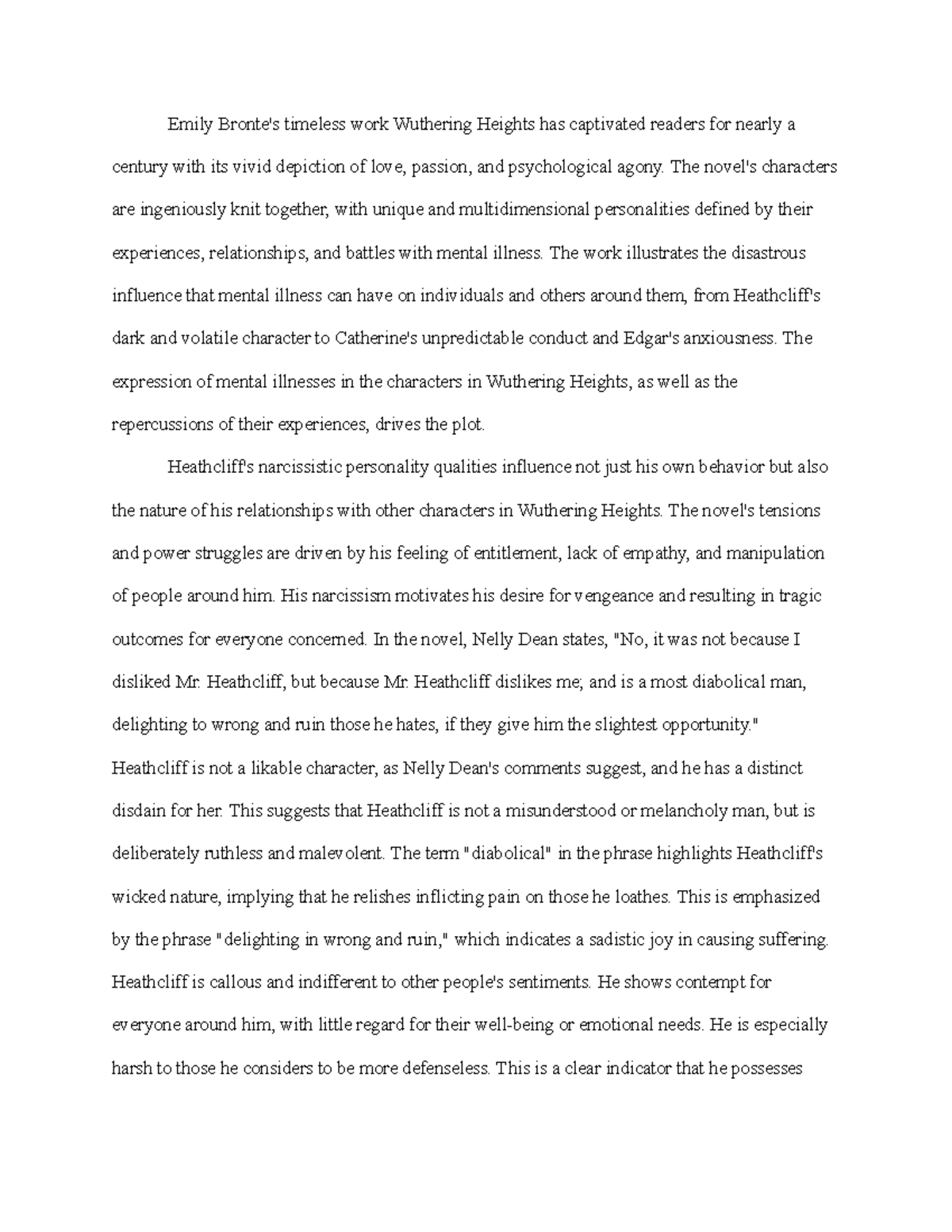 Final Draft: Analyzing Mental Illness in Wuthering Heights (ENG 101 ...