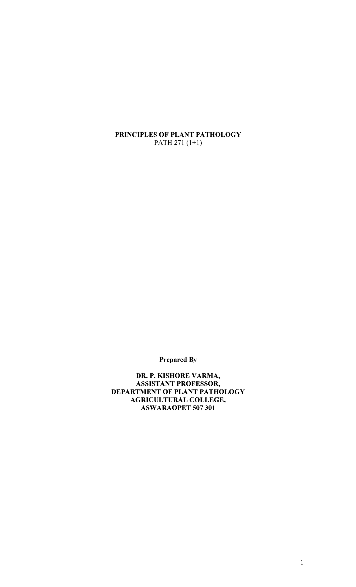 Principles of Plant Pathology: Lecture Notes for PATH 271 (1+1) - Studocu