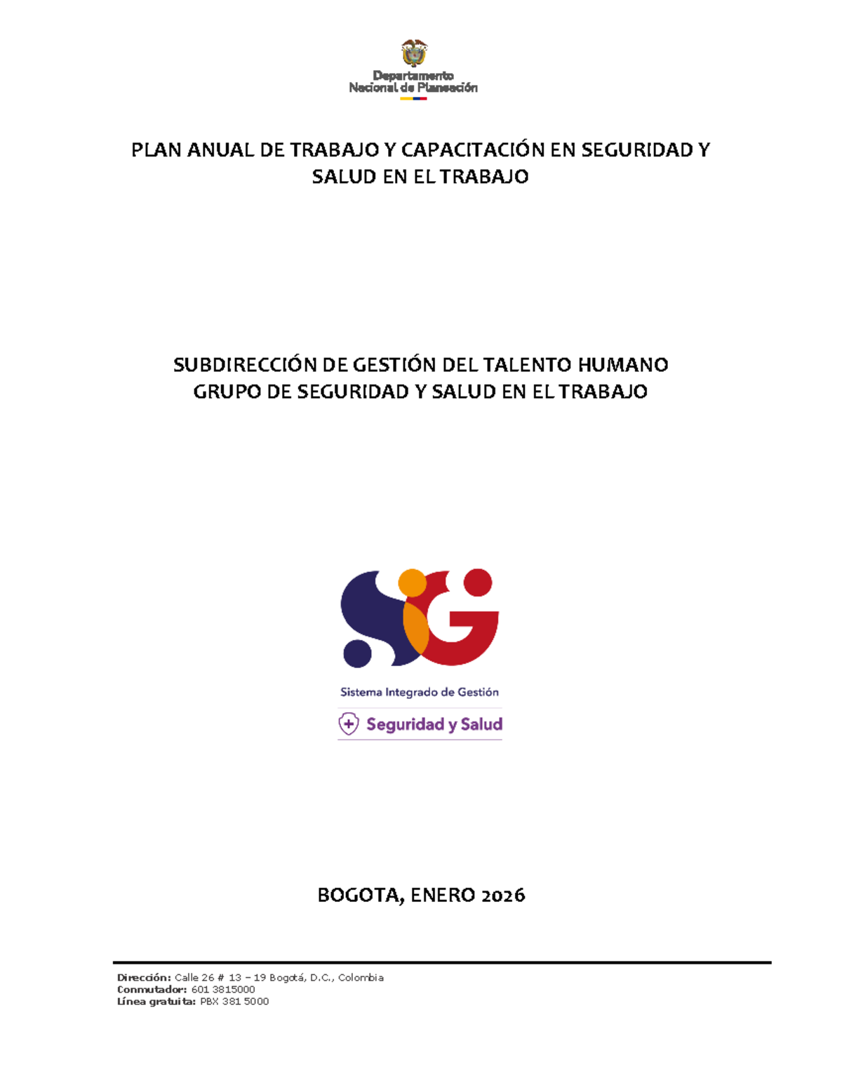 PLAN ANUAL DE TRABAJO SST 2026 - SEGURIDAD Y SALUD EN EL TRABAJO - Studocu