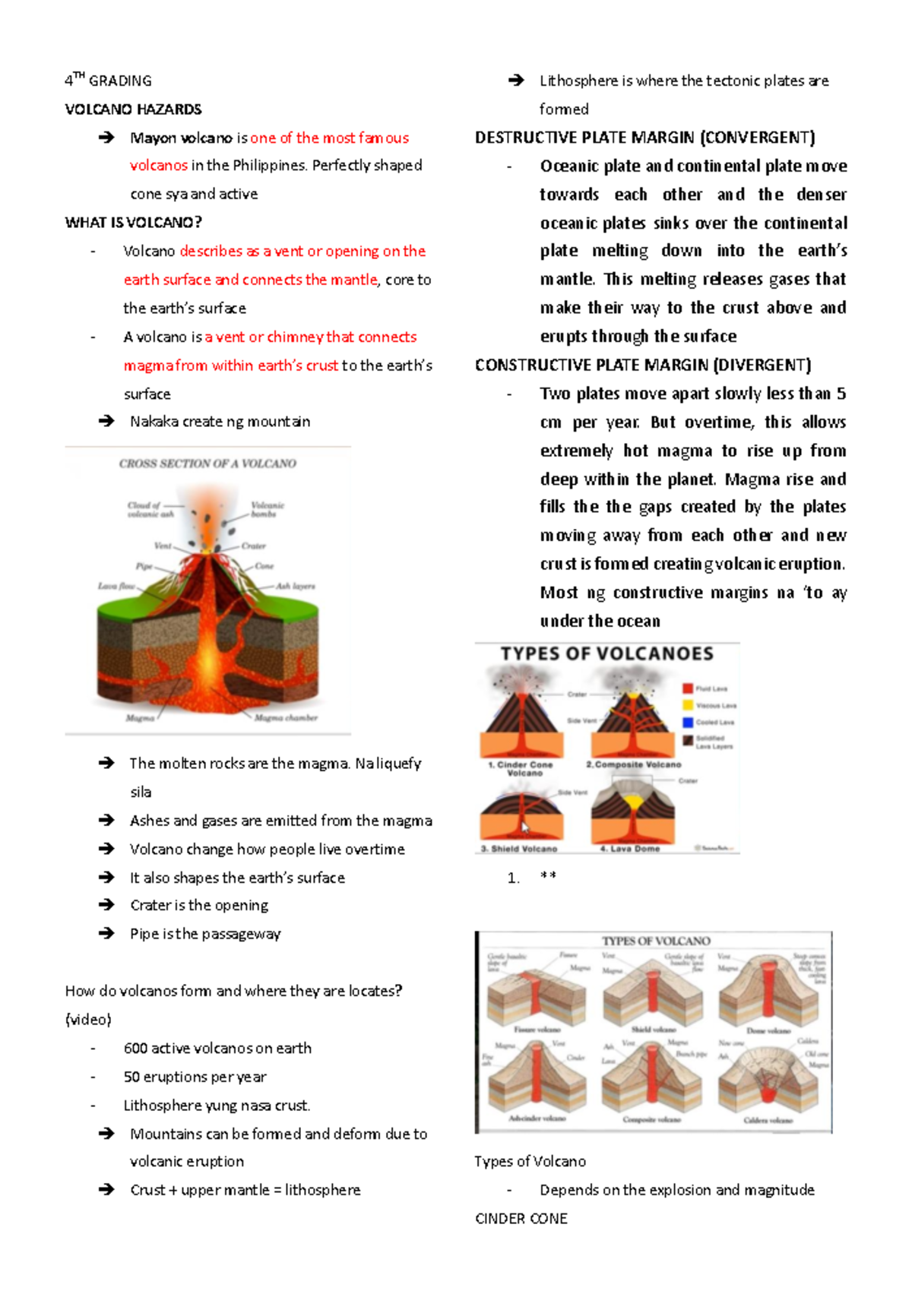 DRRR reviewer - for grade 12 (STEM) - 4 TH GRADING VOLCANO HAZARDS ...