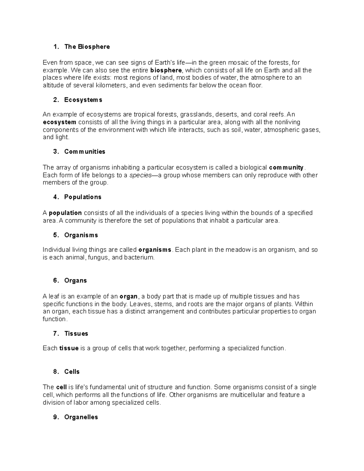 CMB cell and molecular biology lecture notes - 1. The Biosphere Even ...