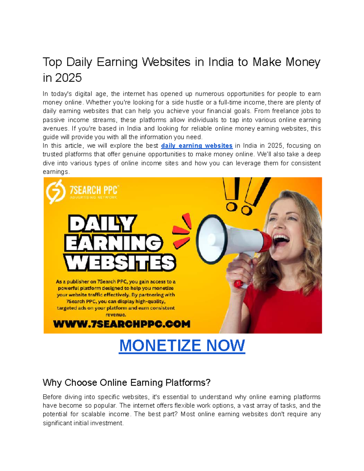 Top Daily Earning Websites in India to Make Money in 2025 - Whether you ...