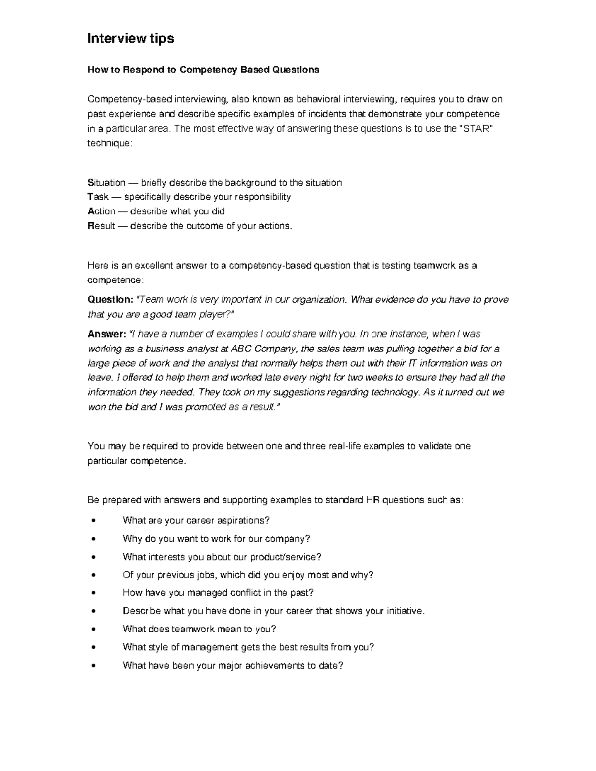 Interview tips - candidates - Interview tips How to Respond to ...