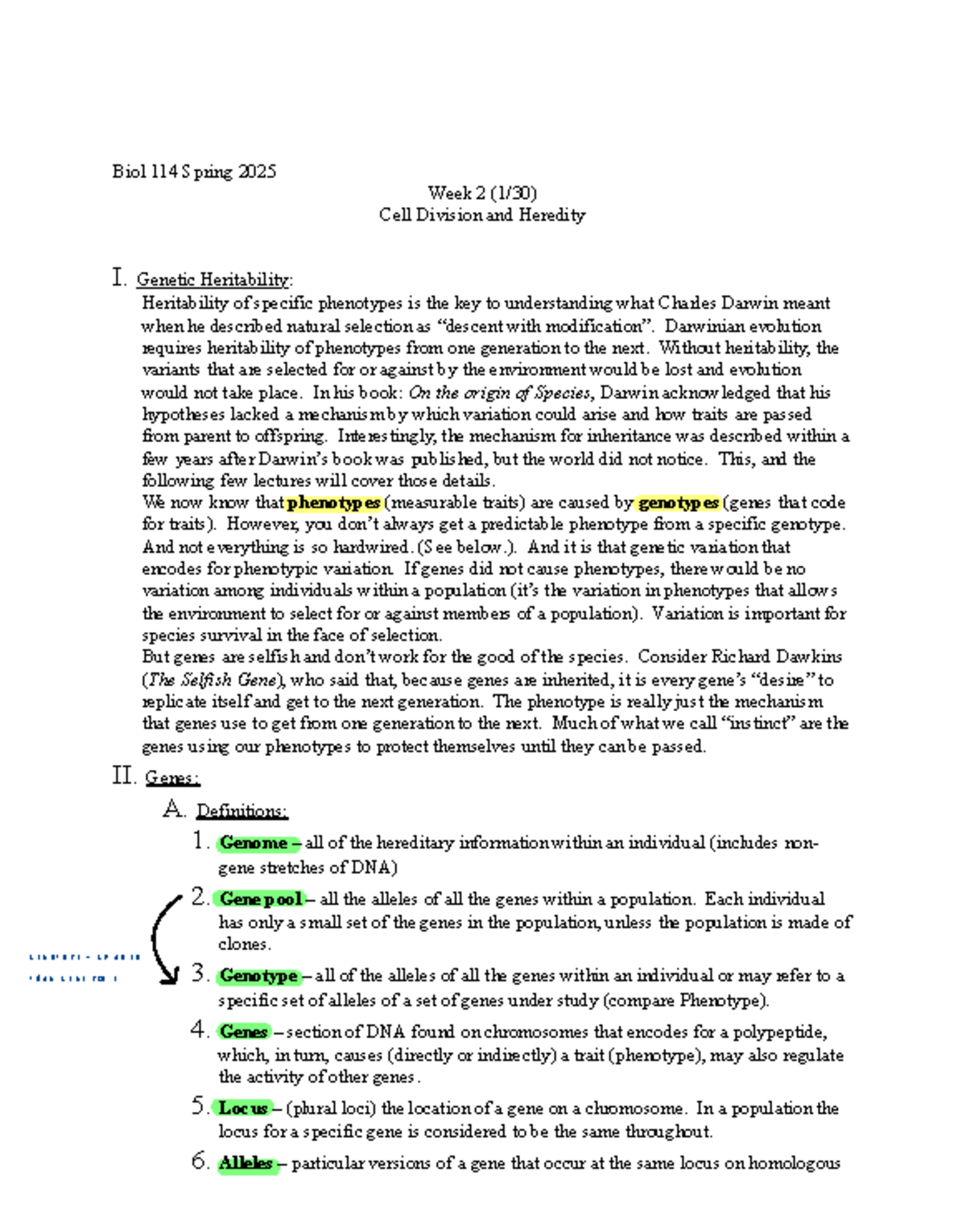 Biol 114 Spring 2025 Week 2: Cell Division and Heredity Overview - Studocu