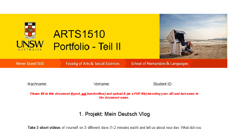 ARTS1510 Portfolio II - German Language Reflection & Video Project ...