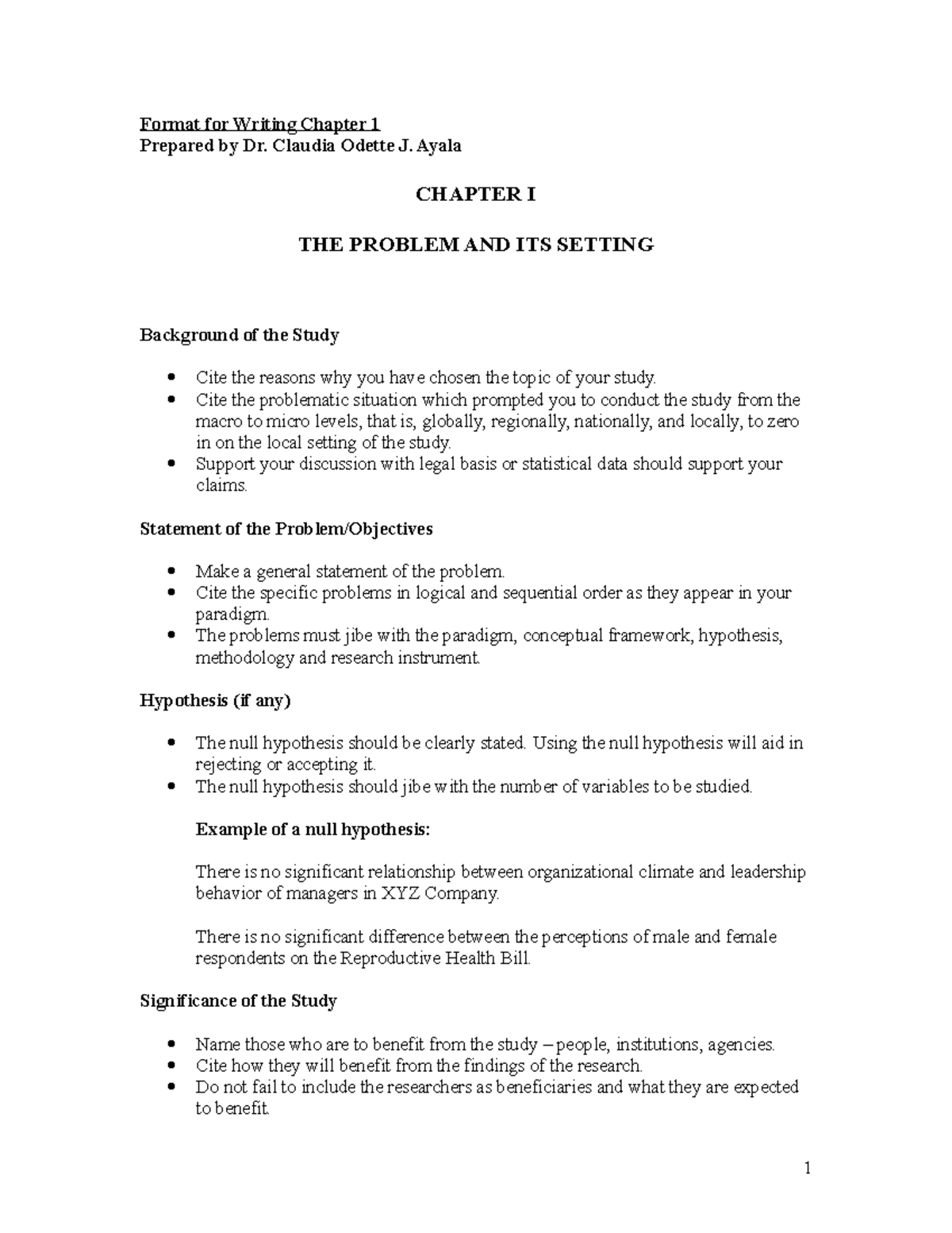 How to write chapter 1 - Research starters - Format for Writing Chapter ...