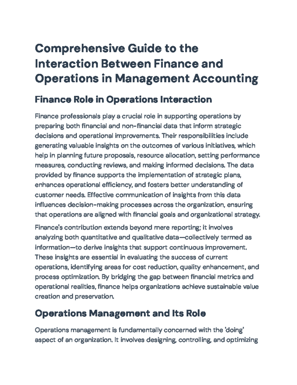 Comprehensive Guide to Finance & Operations Interaction in Management ...