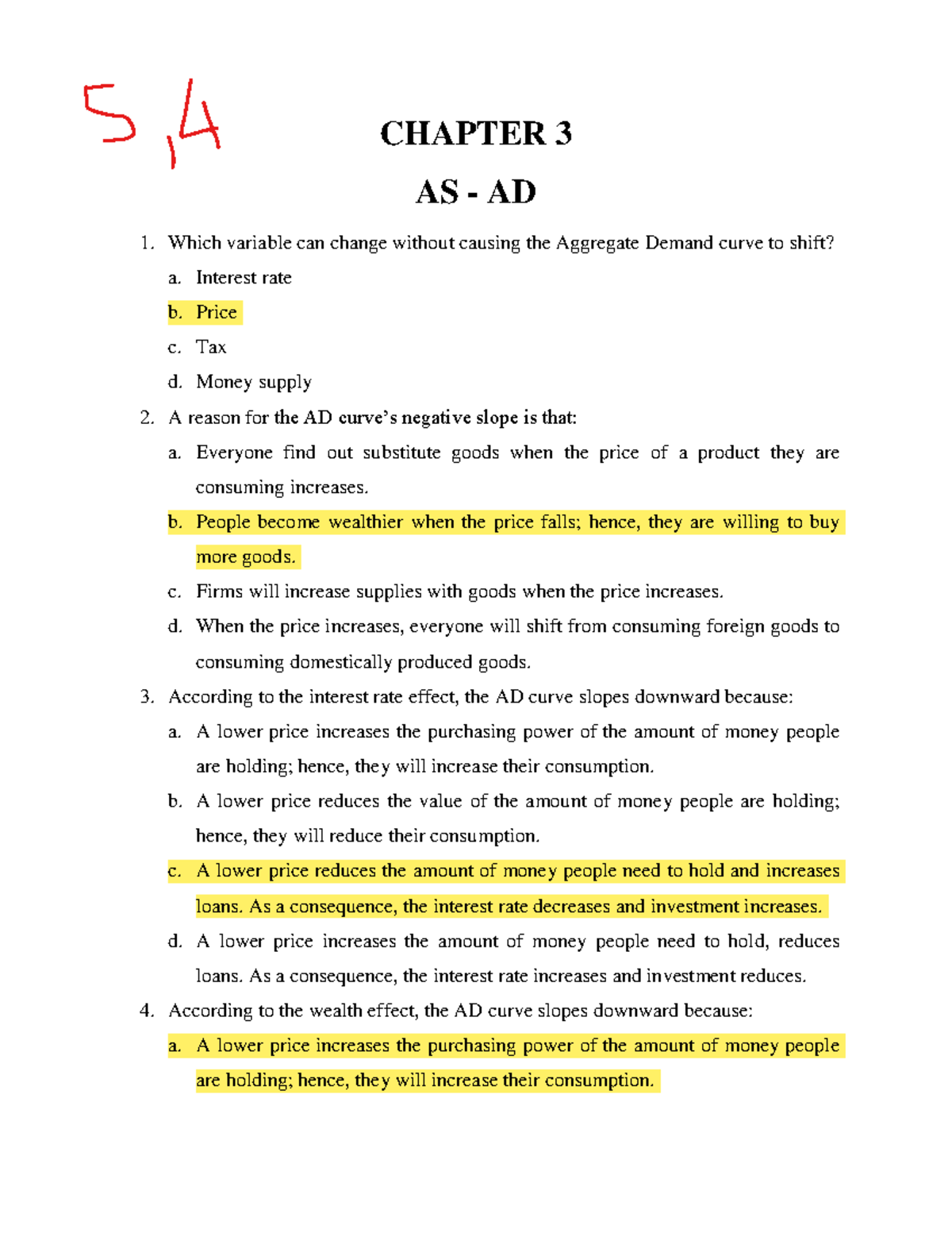 Exercise - C3 - Aggregate Demand Concepts and Effects - Studocu
