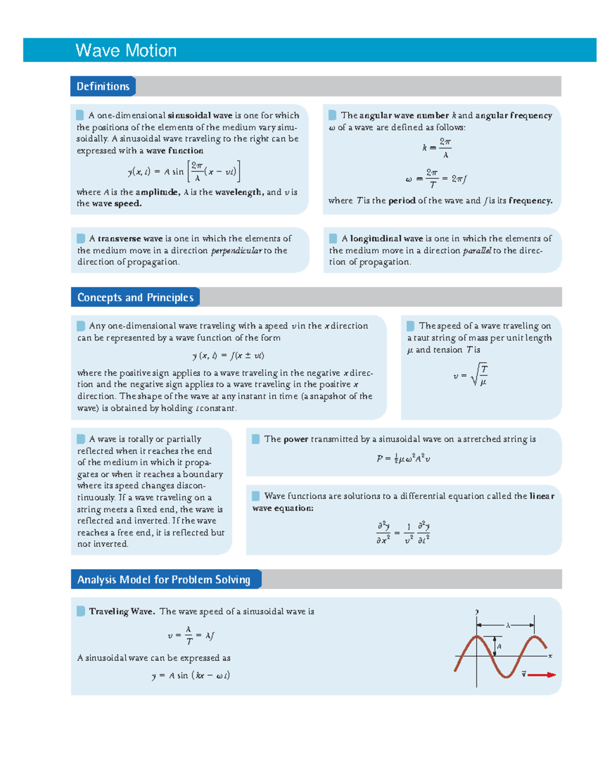 499 Wave Motion Definitions: Key Concepts and Principles Summary - Studocu