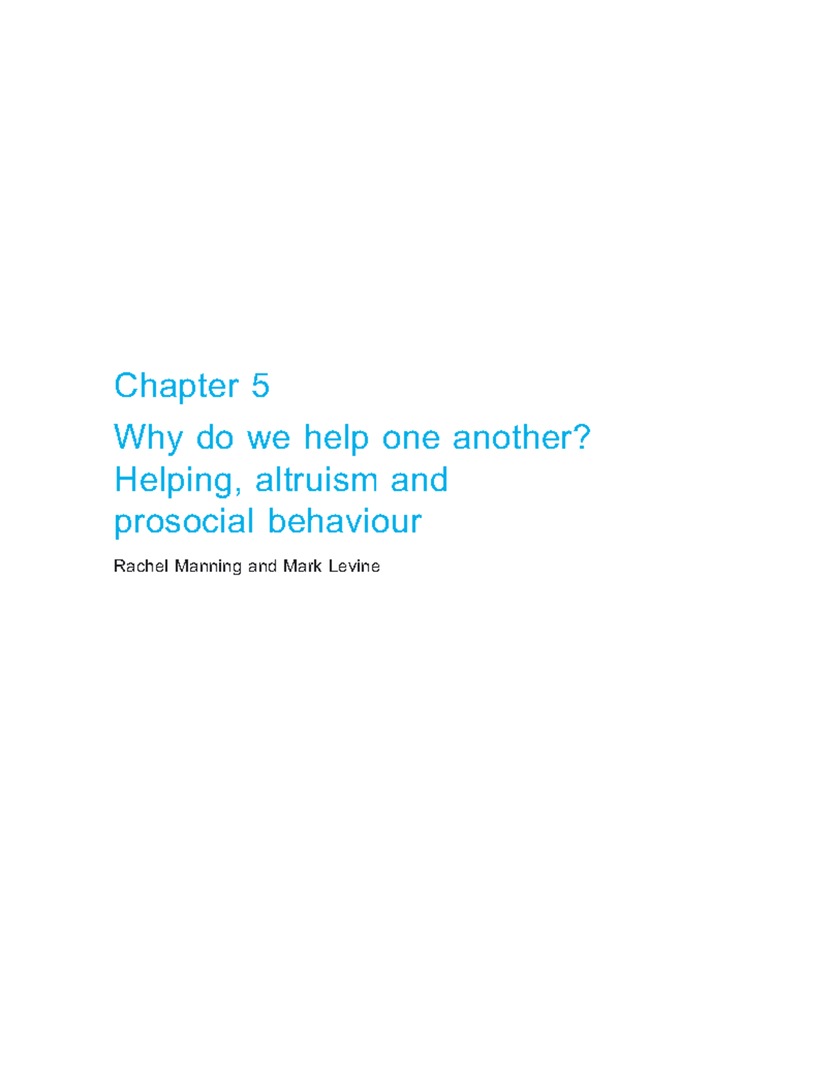Chapter 5: Why Do We Help One Another? - Studocu