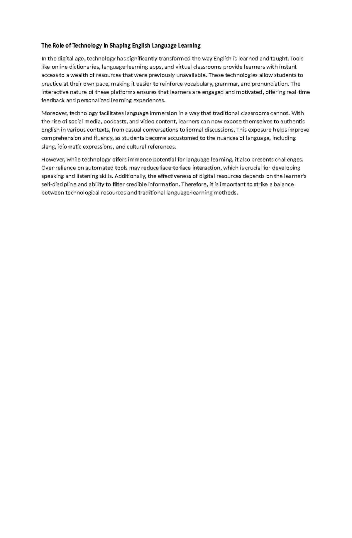 The Role of Technology in Shaping English Language Learning - Tools ...