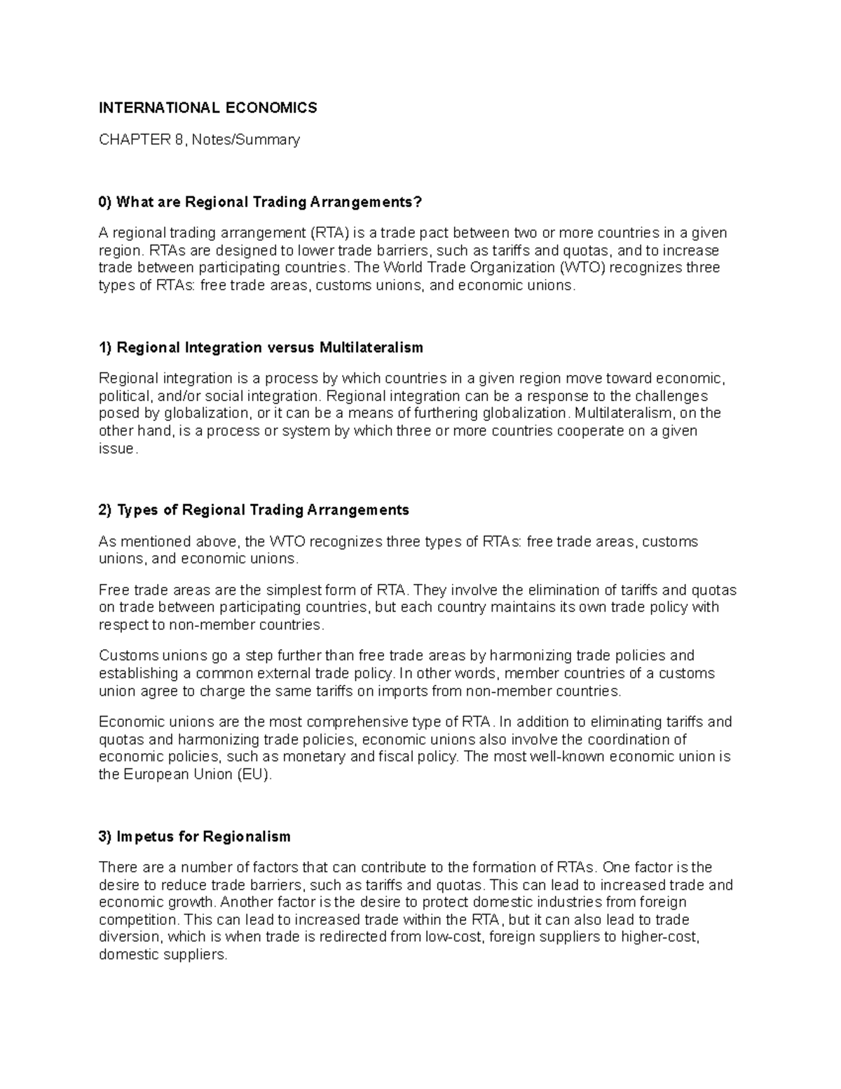 International Economics, Chapter 8 Notes:Summary - INTERNATIONAL ...