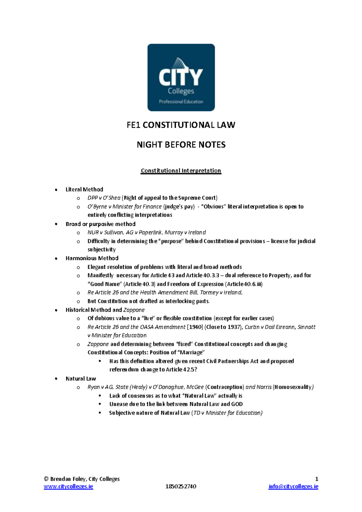 FE1 - Constitutional Law Final Exam Notes: Key Interpretations ...