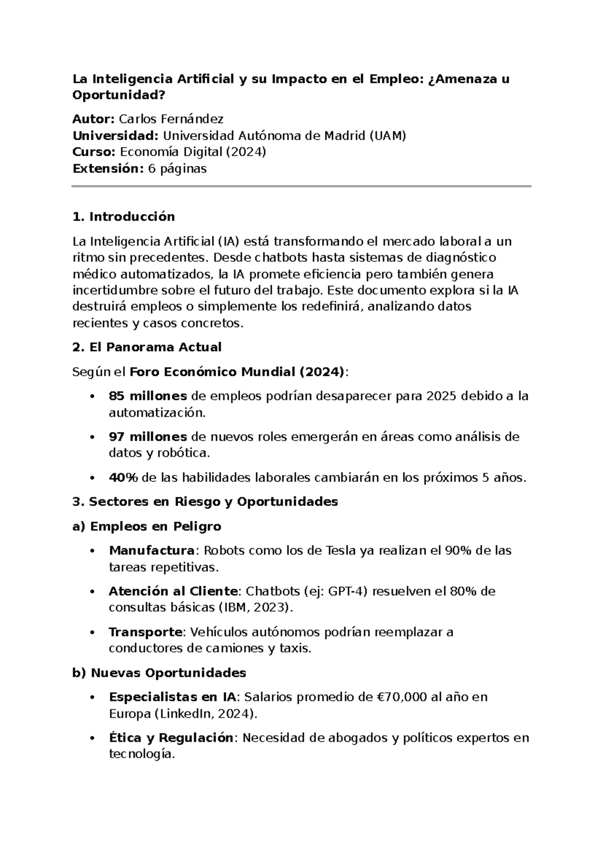 Impacto de la IA en el Empleo: Oportunidades y Desafíos (Economía ...
