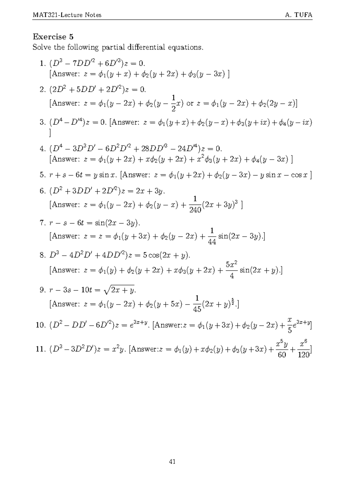 Exercise 5 - Partial Differential Equations Solutions - Studocu